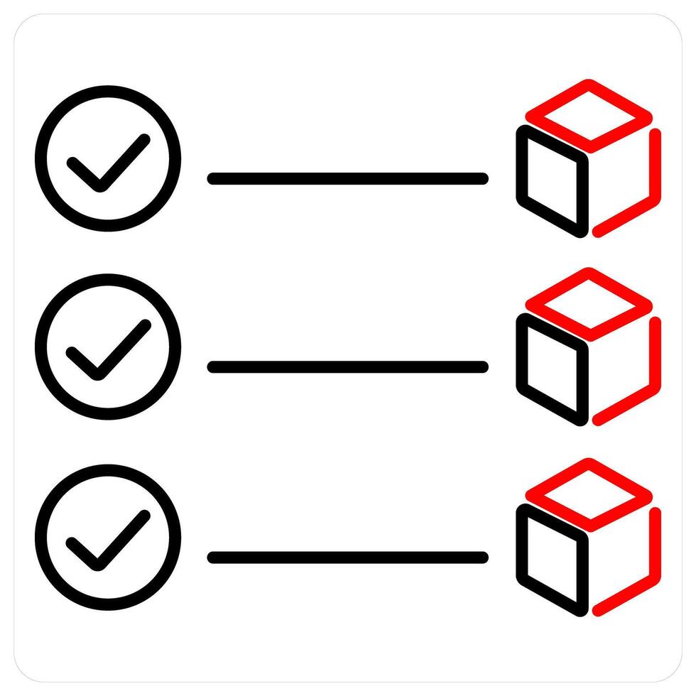 Block confirmation icon concept in red bold line color vector