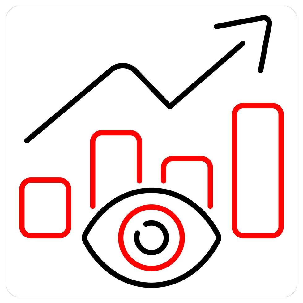 Vision icon concept in red bold line color vector