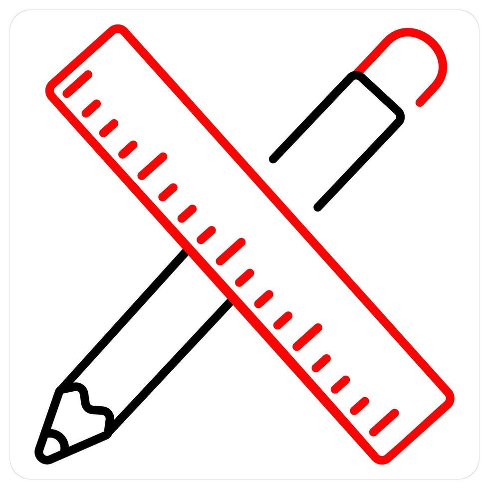 Stationery icon concept in red bold line color vector