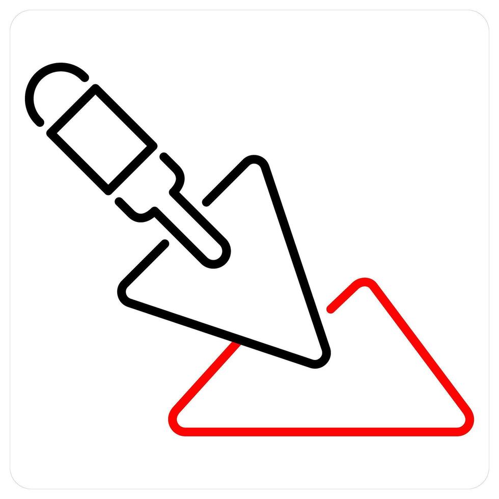 Trowel icon concept in red bold line color vector