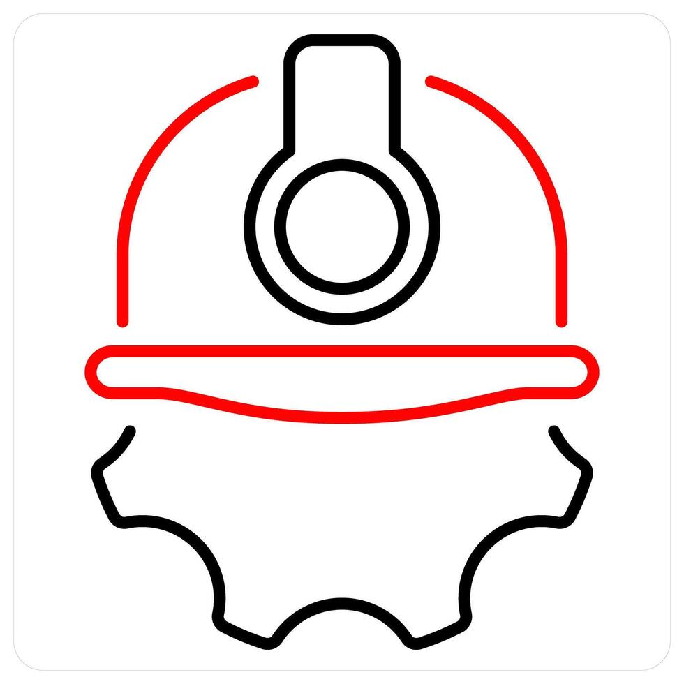Worker icon concept in red bold line color vector