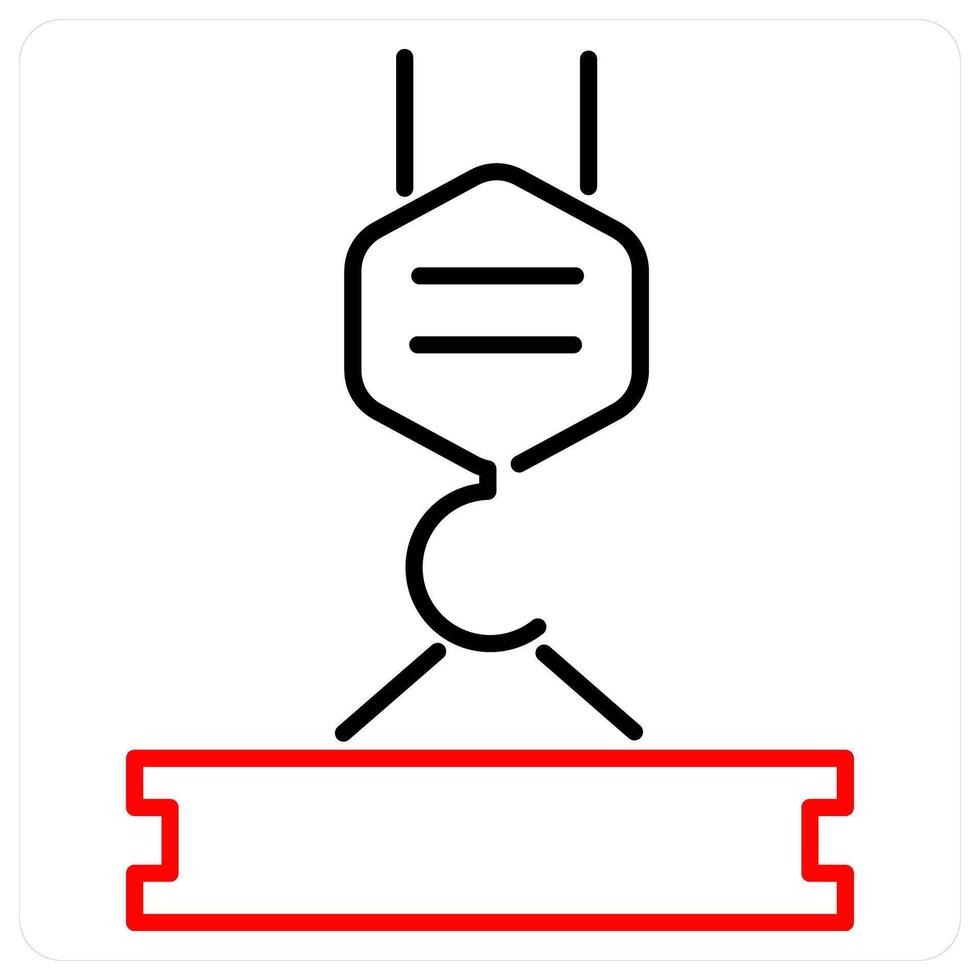 Hoist icon concept in red bold line color vector