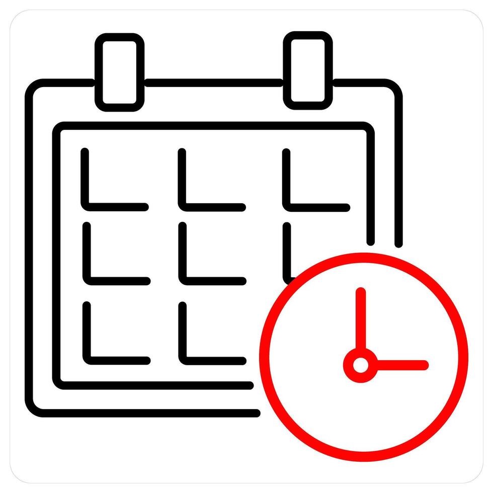 Schedule and appointment icon concept in red bold line color vector