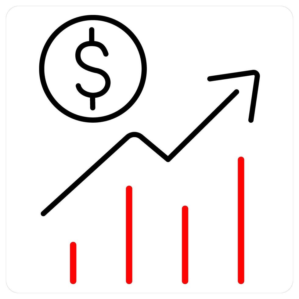 Graph icon concept in red bold line color vector