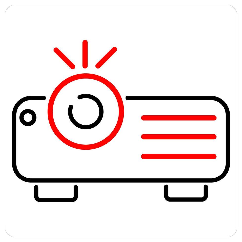 Projector icon concept in red bold line color vector