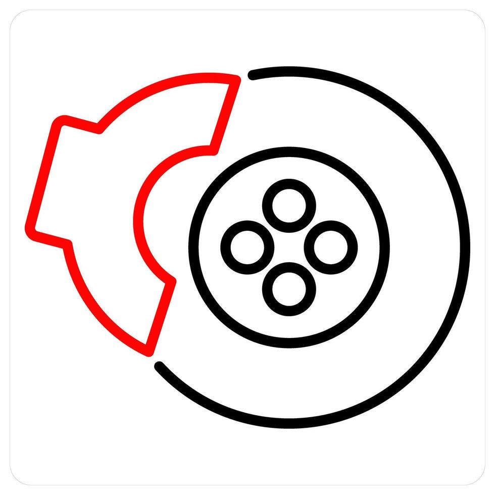 Brake icon concept in red bold line color vector