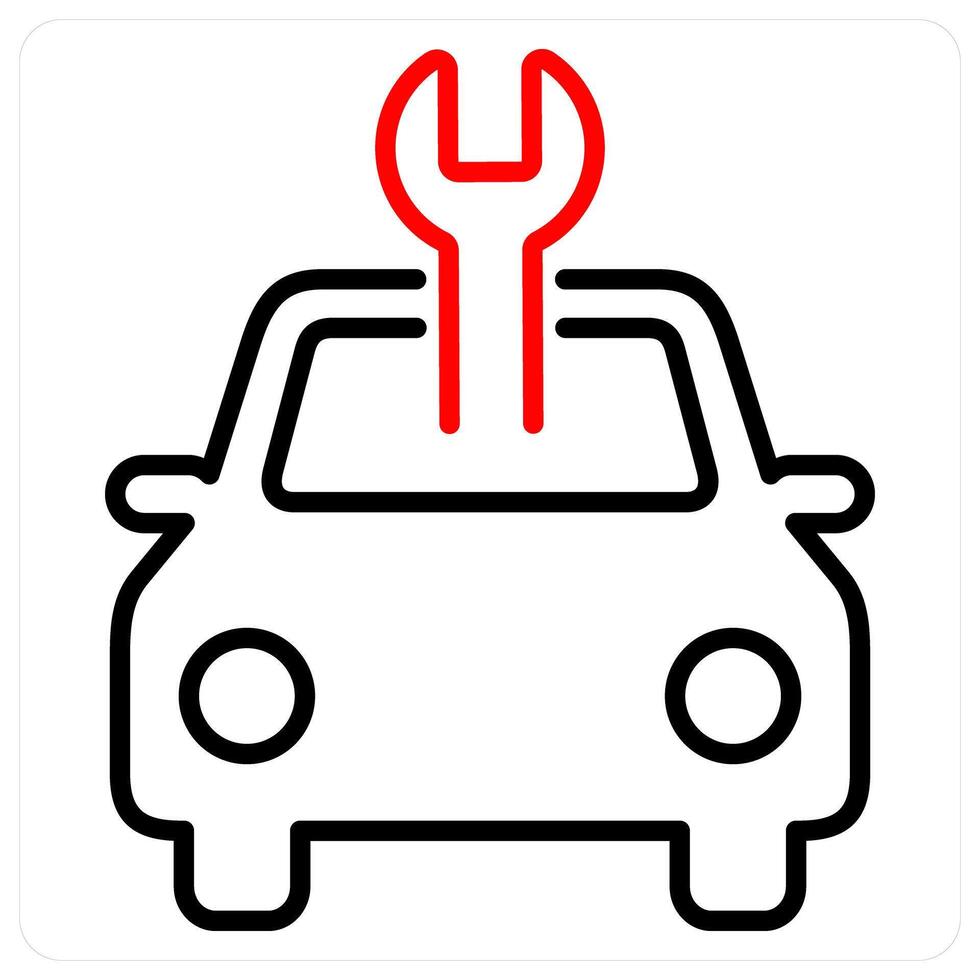 Car service icon concept in red bold line color vector