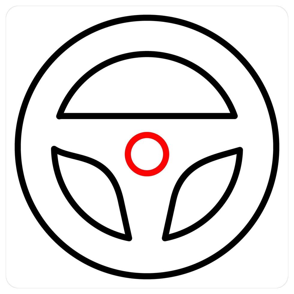 Steering wheel icon concept in red bold line color vector