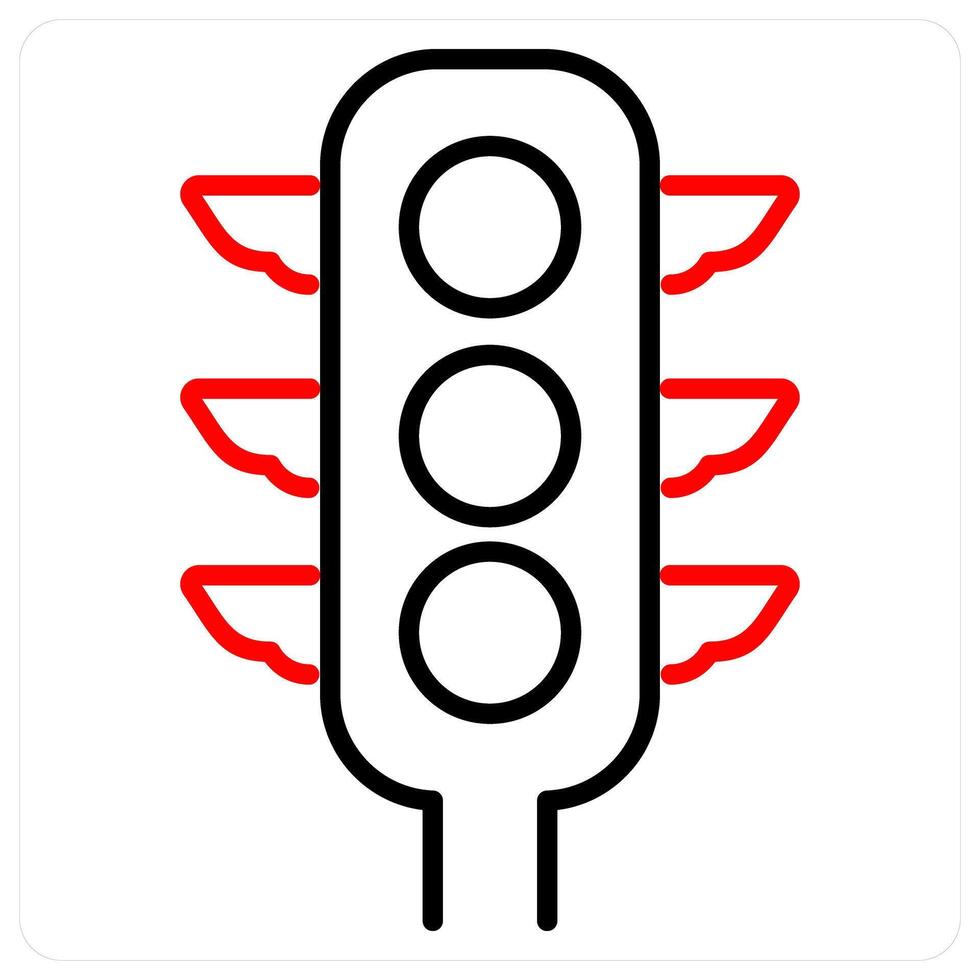 Traffic light icon concept in red bold line color vector
