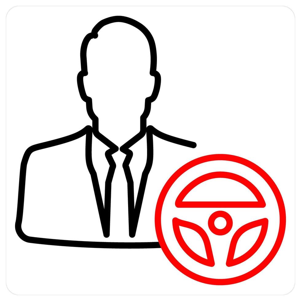 Driver icon concept in red bold line color vector