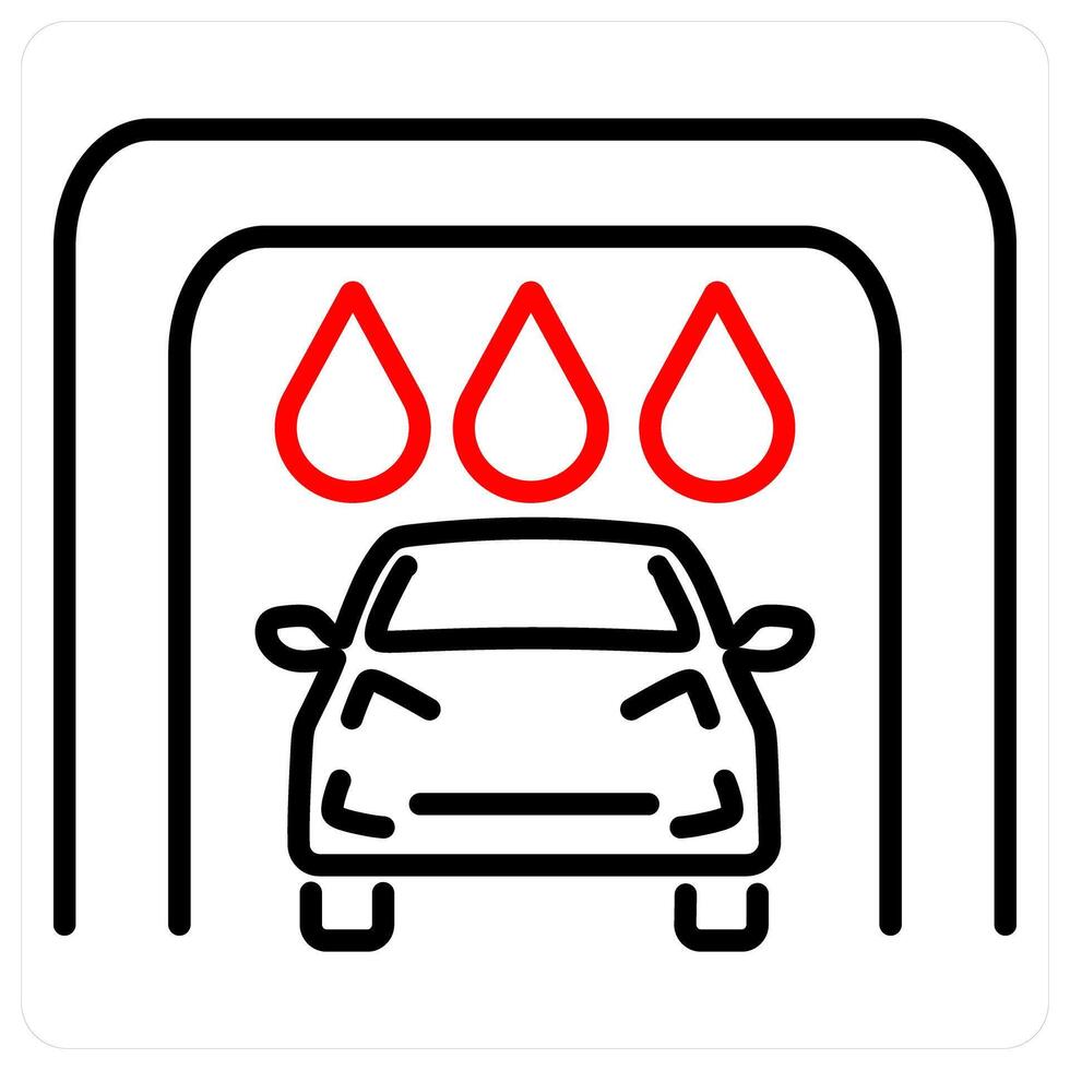 Car Wash icon concept in red bold line color vector
