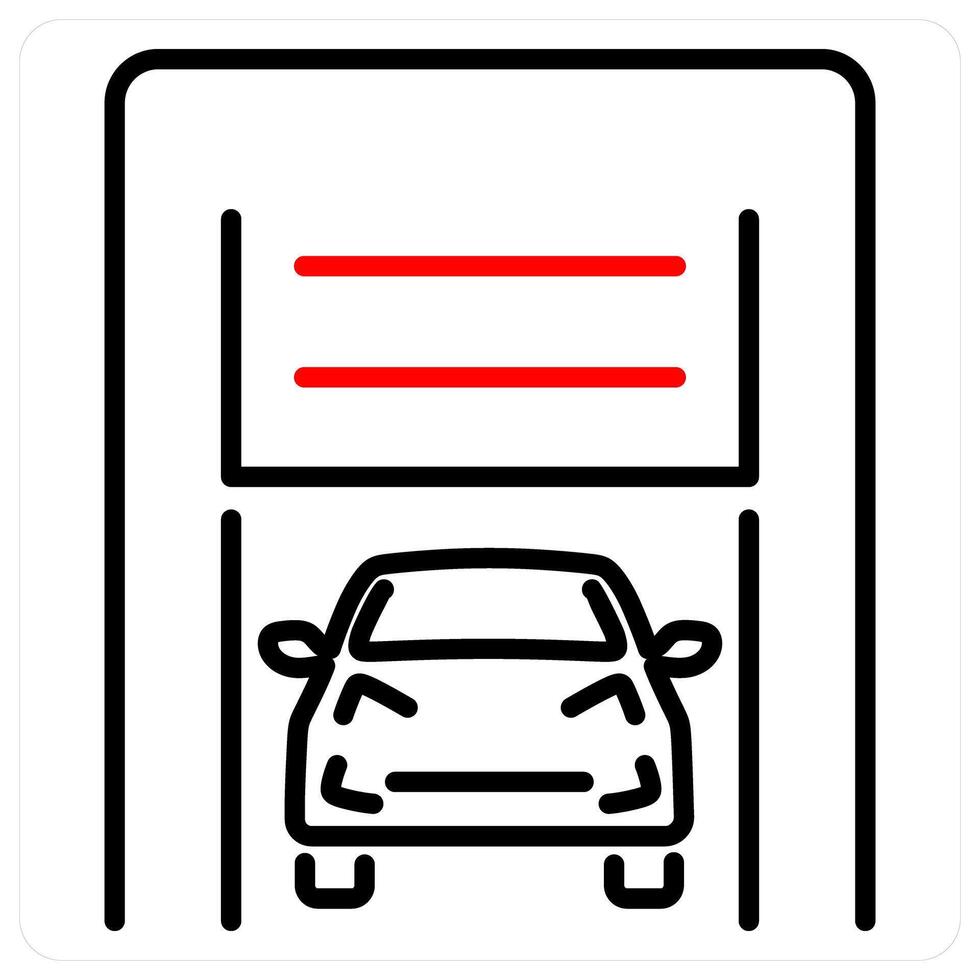 Garage icon concept in red bold line color vector