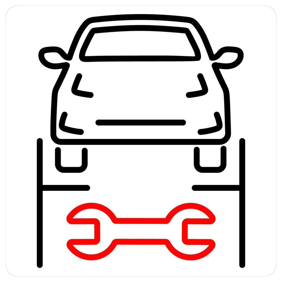 Car Repair icon concept in red bold line color vector