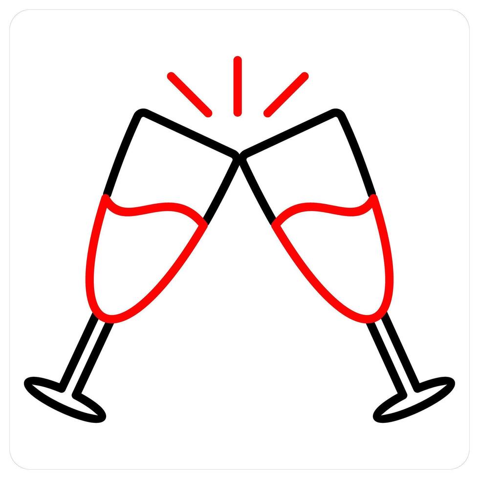 Cheers icon concept in red bold line color vector