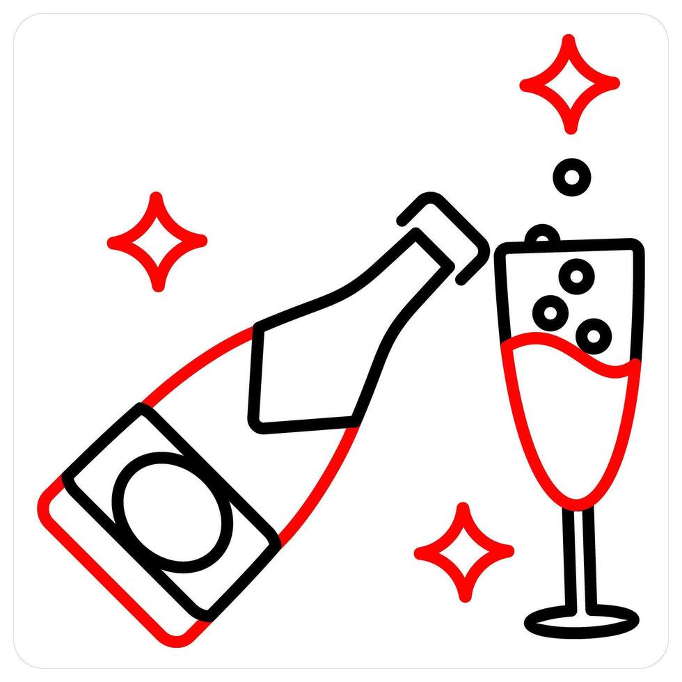 Champagne icon concept in red bold line color vector