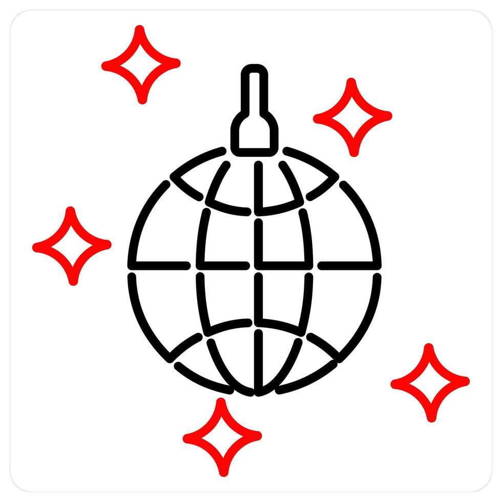 Disco Ball icon concept in red bold line color vector