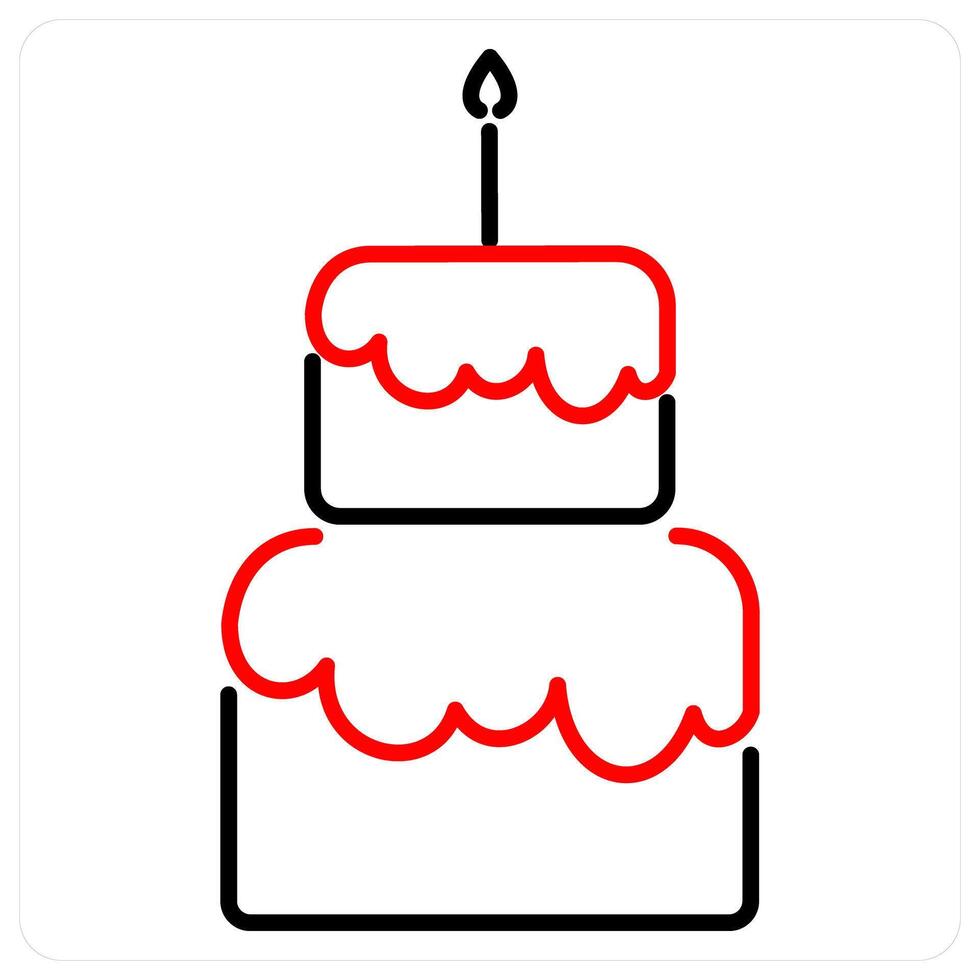 Cake icon concept in red bold line color vector