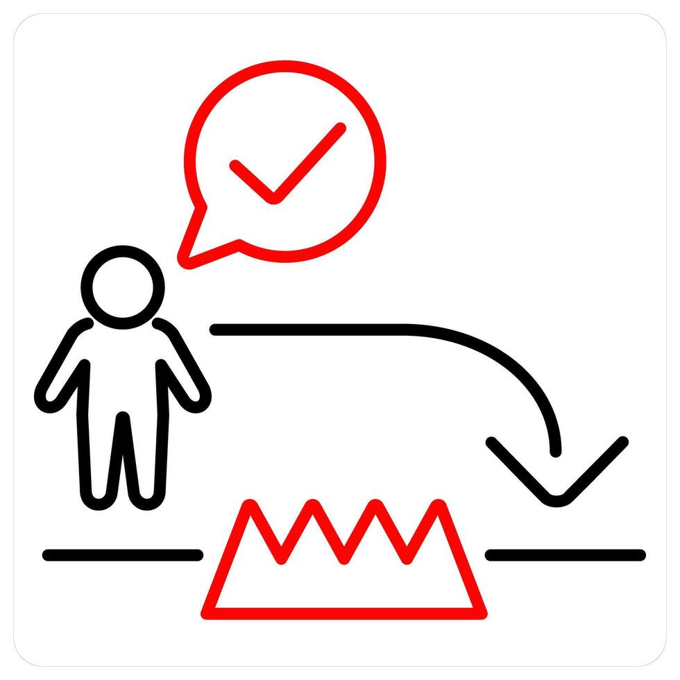 Challenge Accepted icon concept in red bold line color vector