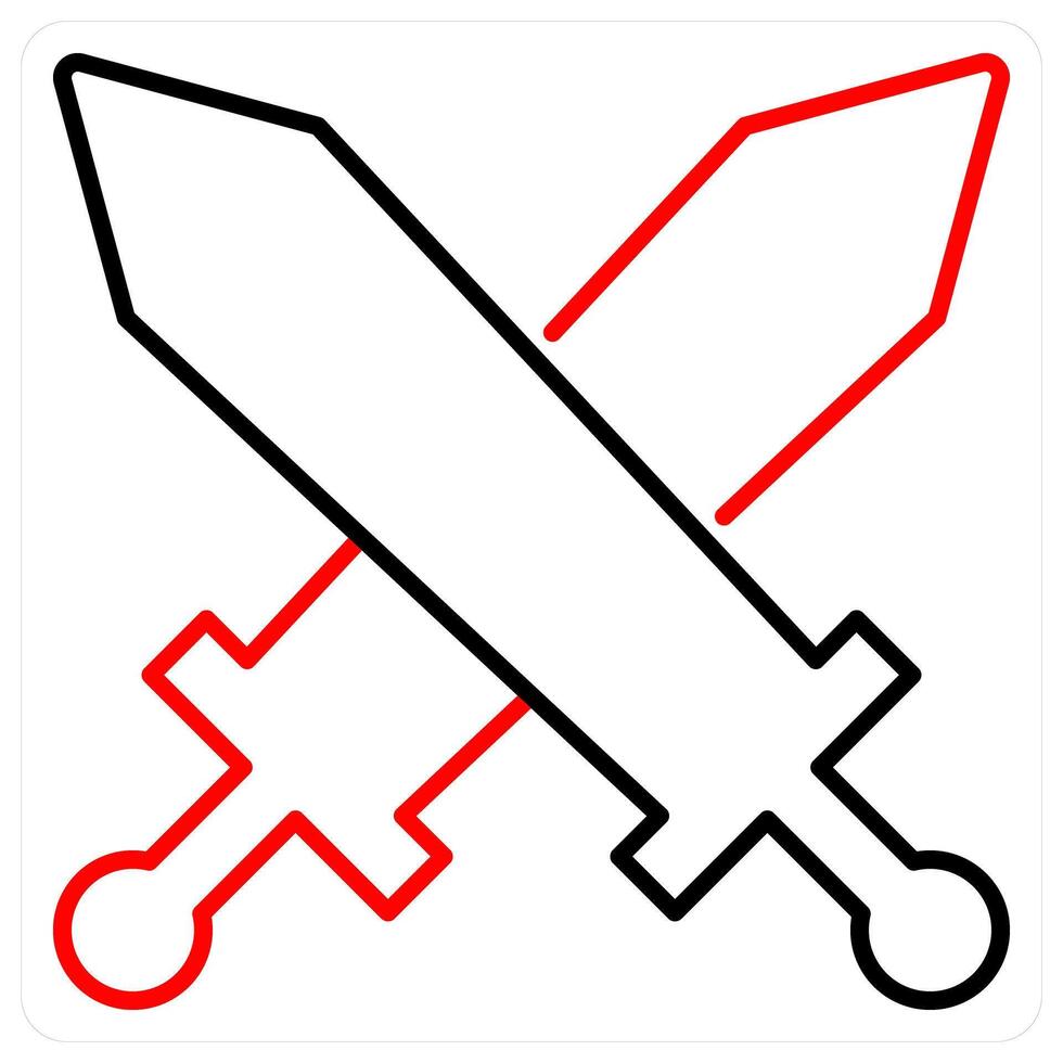 Battle and attack icon concept in red bold line color vector