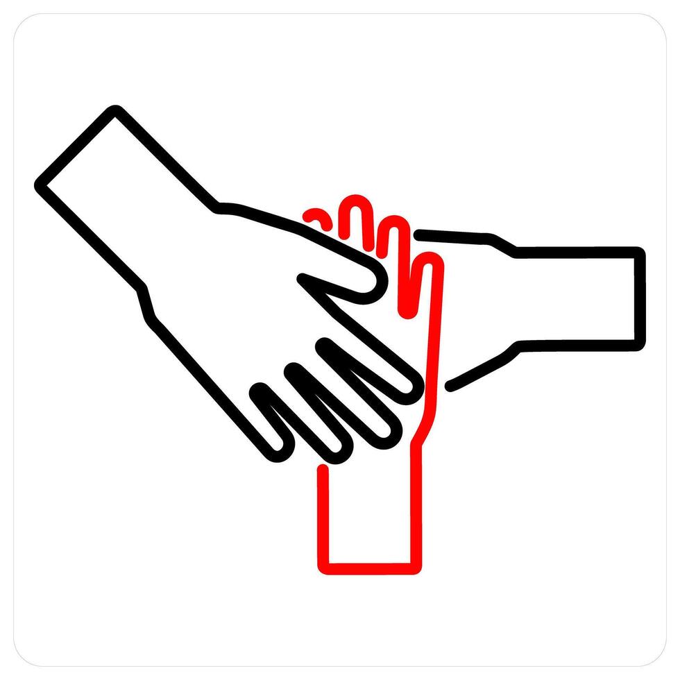 Teamwork icon concept in red bold line color vector
