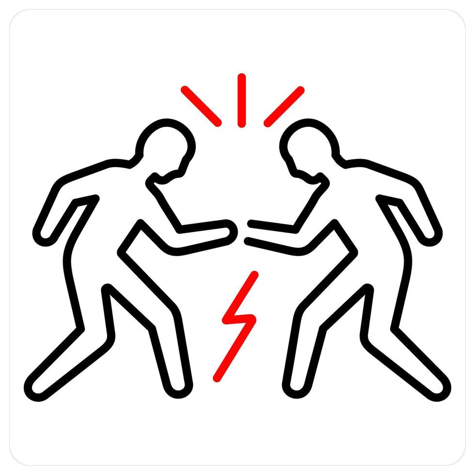 Confrontation icon concept in red bold line color vector