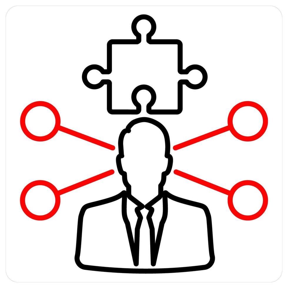 Resolve Issues icon concept in red bold line color vector
