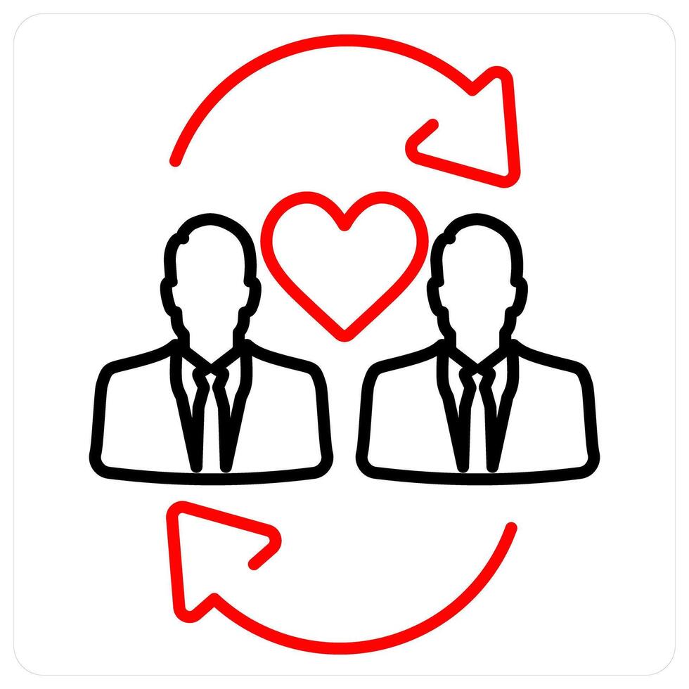 Empathy icon concept in red bold line color vector