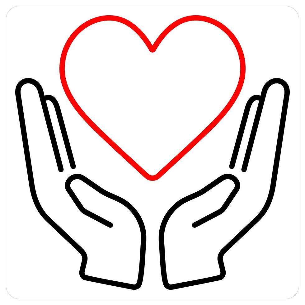Charity and donate icon concept in red bold line color vector