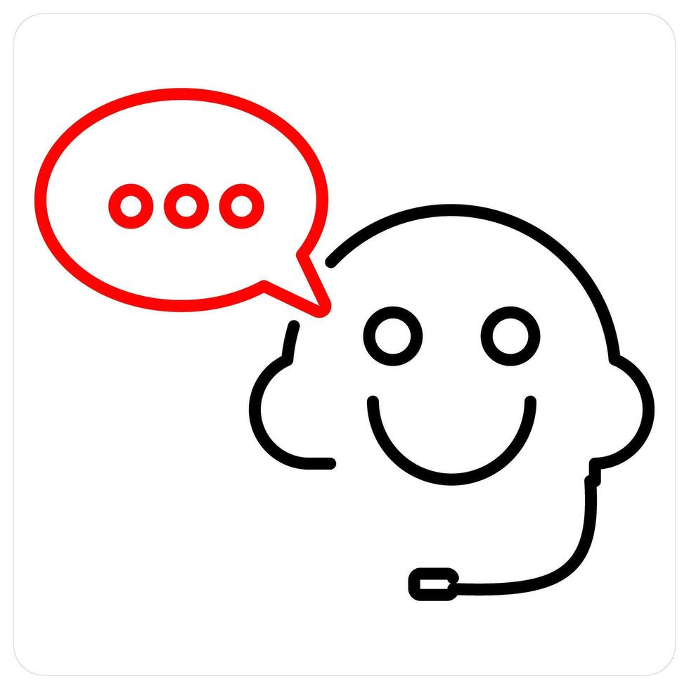 Customer Support and service icon concept in red bold line color vector