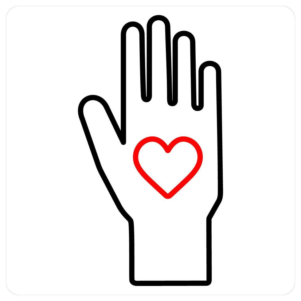 Voluntary icon concept in red bold line color vector