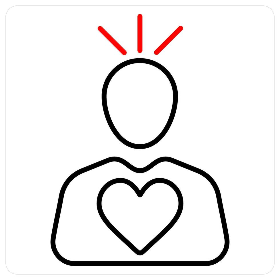 Donor icon concept in red bold line color vector