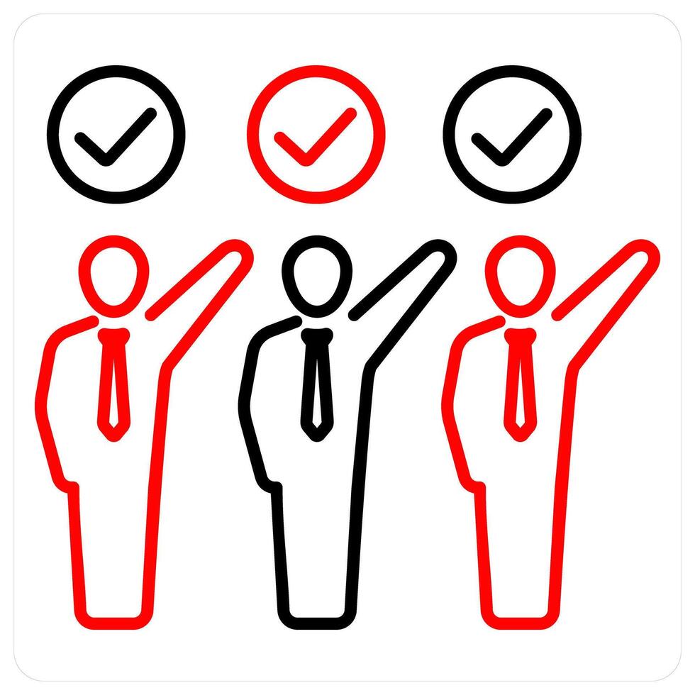 Volunteers icon concept in red bold line color vector