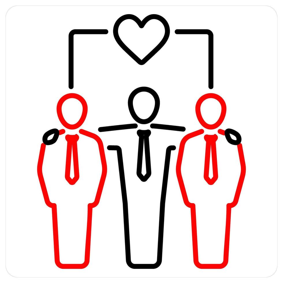 Togetherness icon concept in red bold line color vector