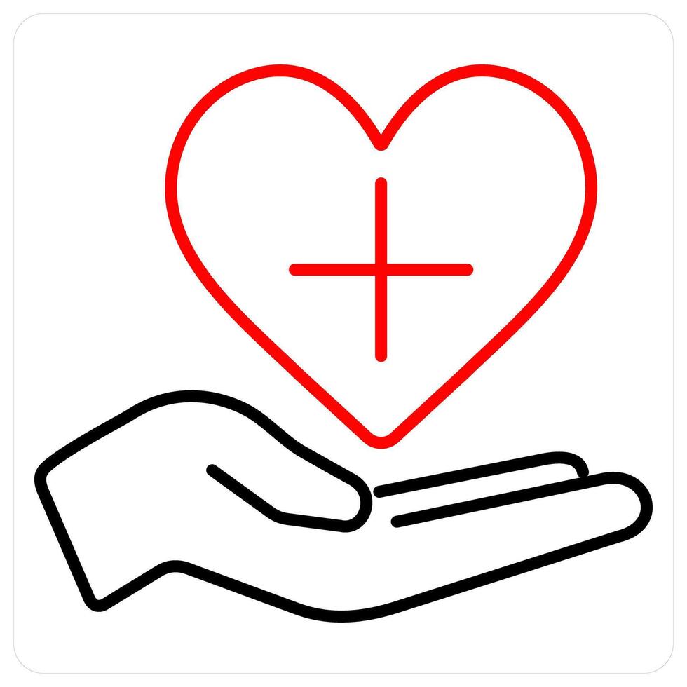 Medical Care icon concept in red bold line color vector