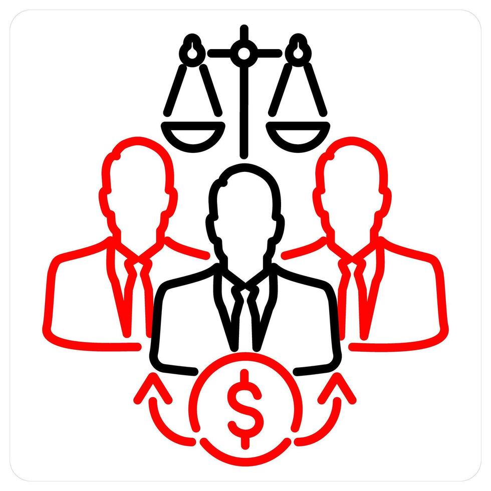 Fair Distribution icon concept in red bold line color vector