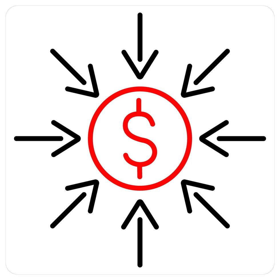 Fundraising icon concept in red bold line color vector