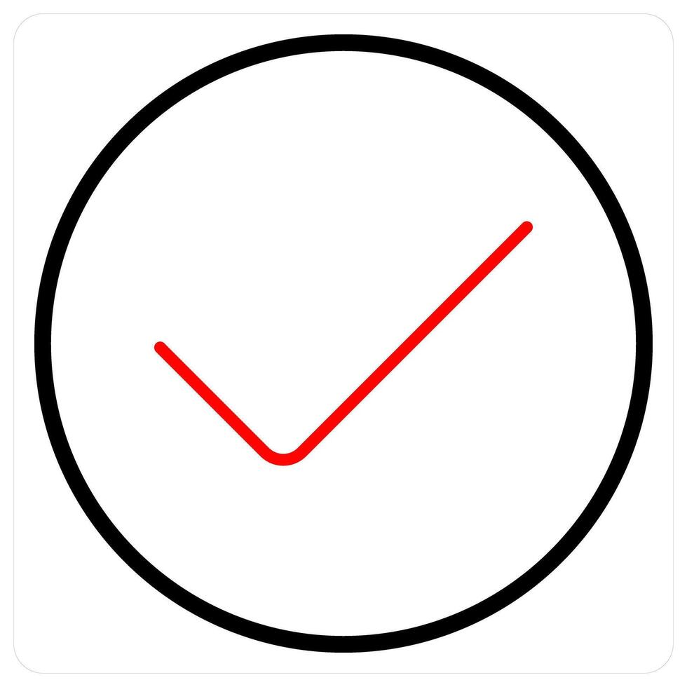 Check icon in red bold line color vector