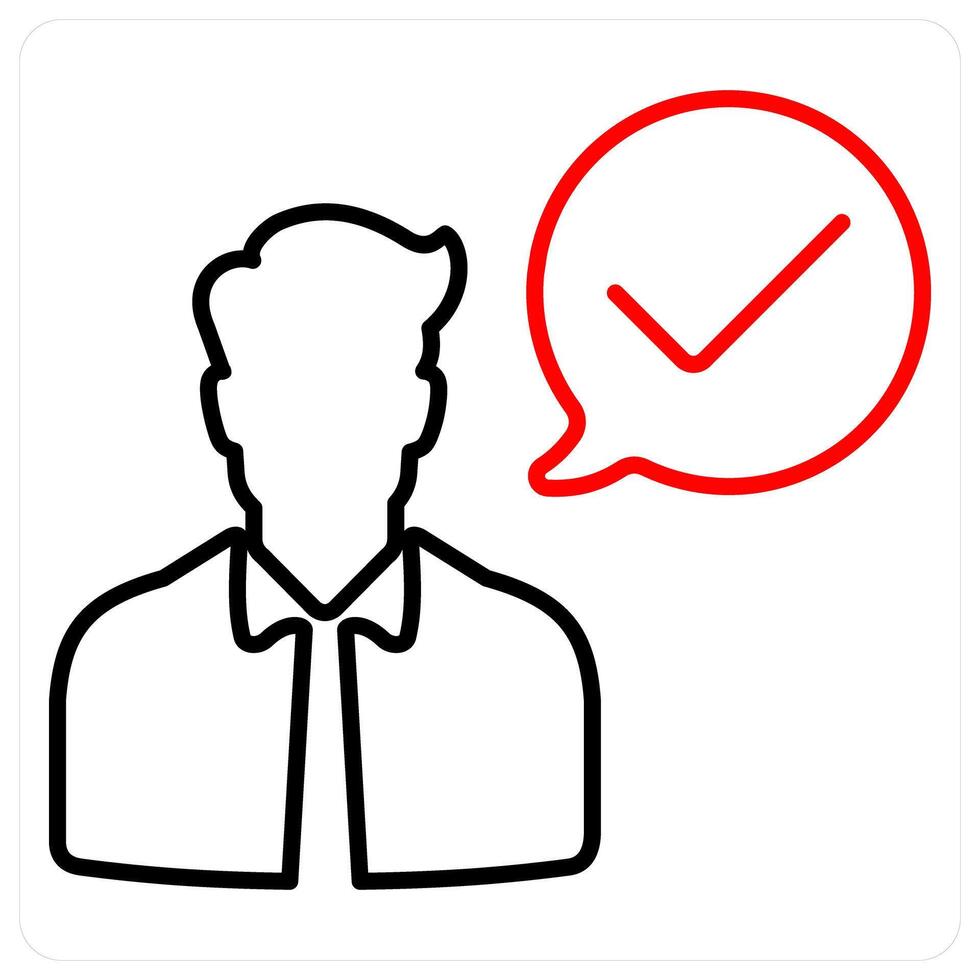 Accept icon concept in red bold line color vector