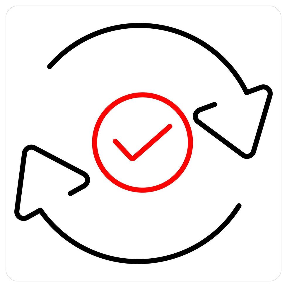 Complete icon concept in red bold line color vector