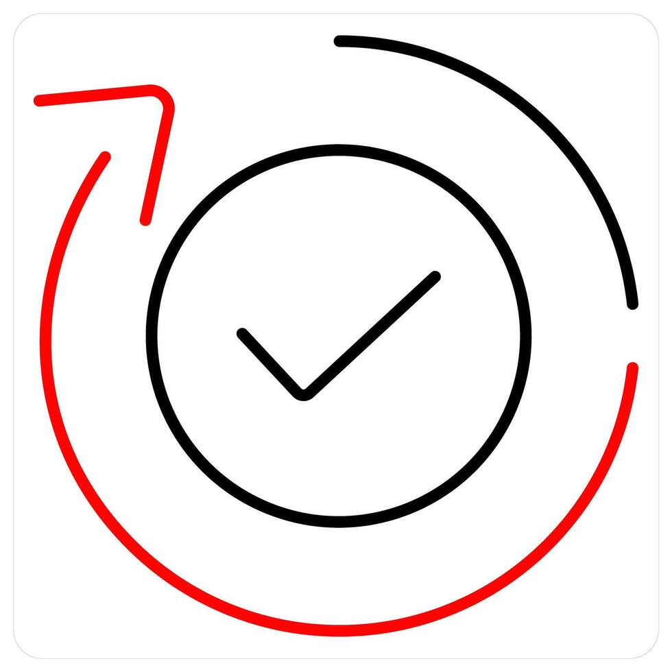 Approve icon concept in red bold line color vector