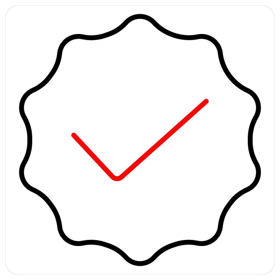 Verified icon concept in red bold line color vector