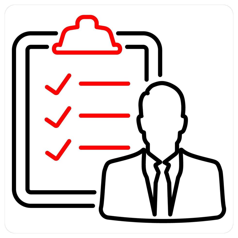 Checklist and list icon concept in red bold line color vector