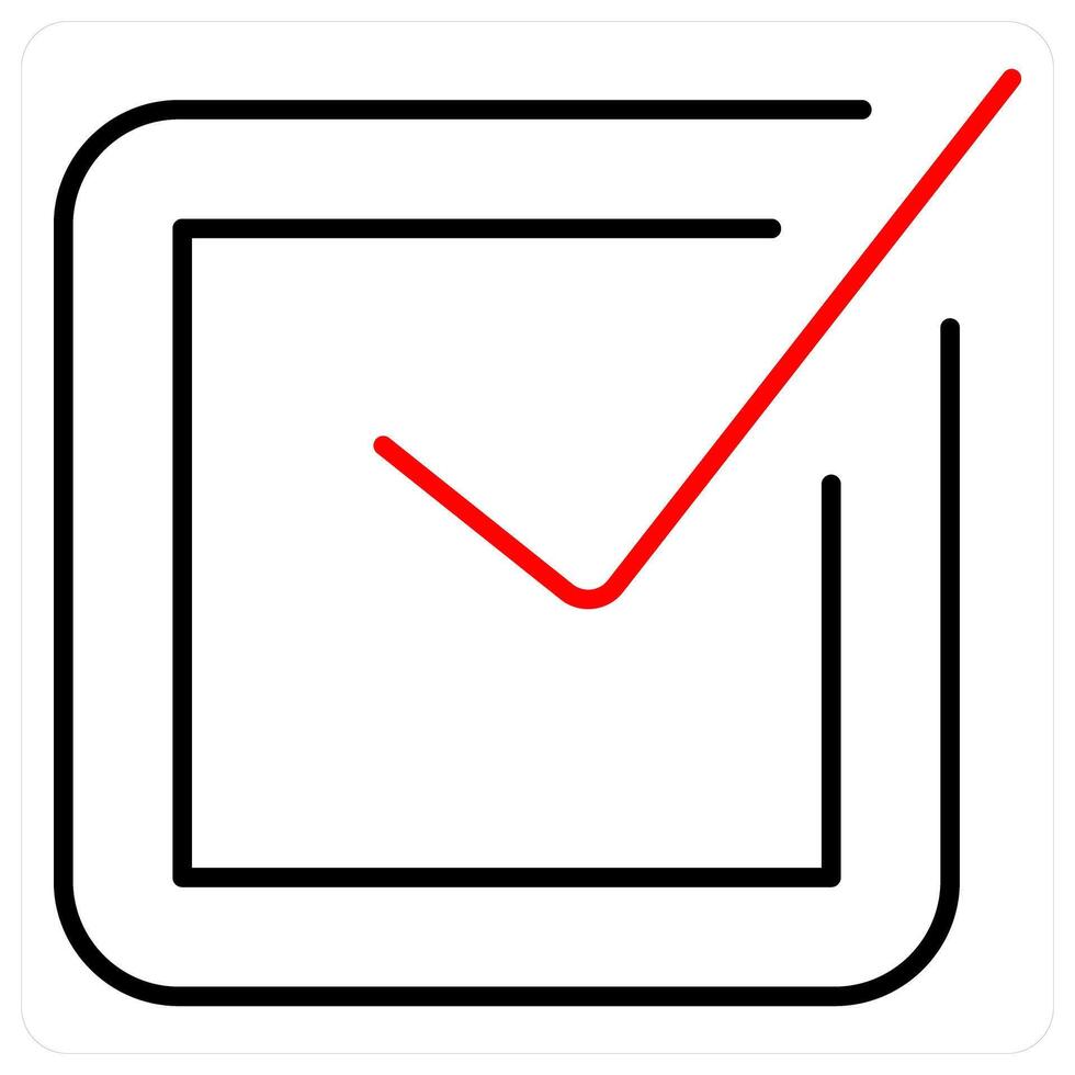 Tick icon concept in red bold line color vector