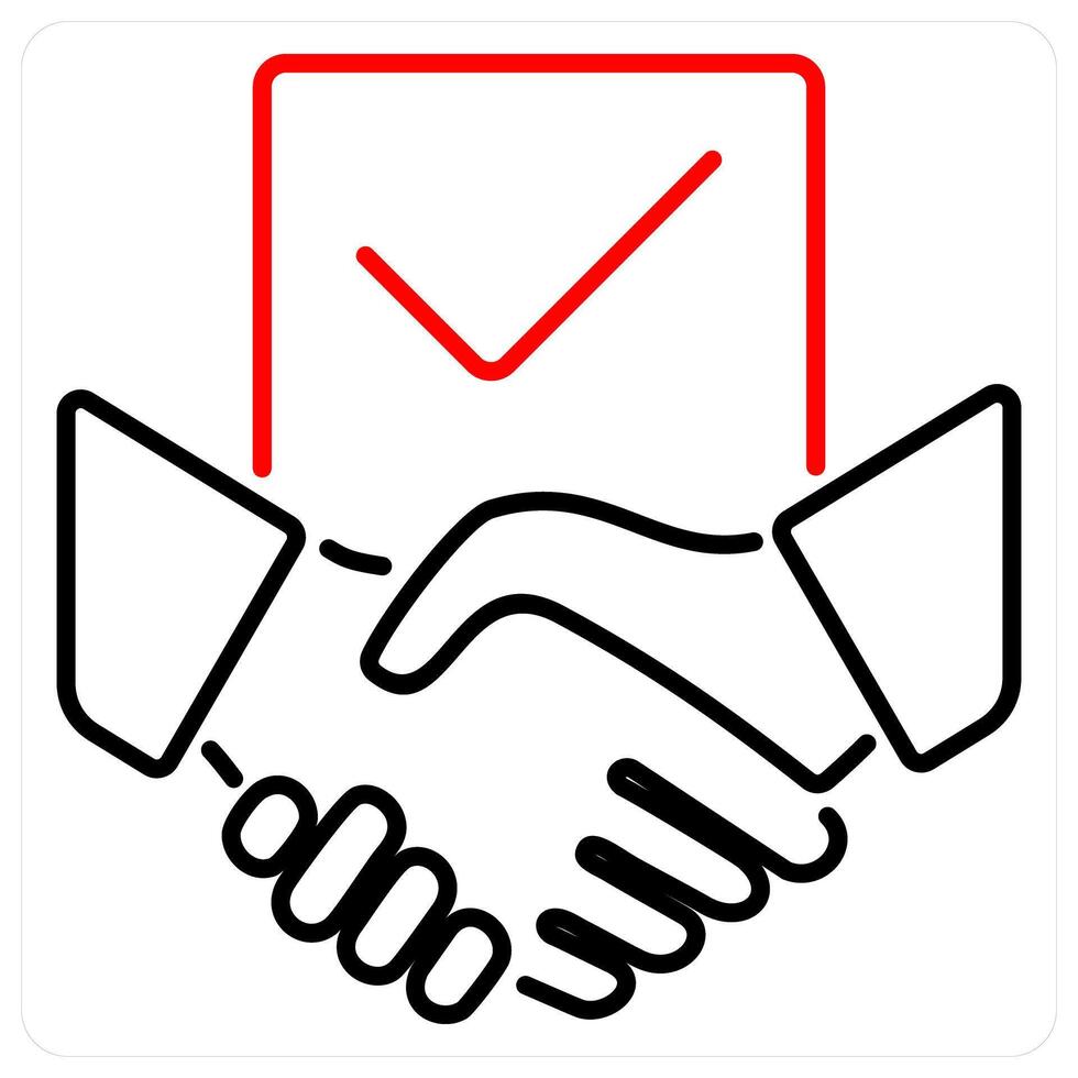Agreement icon concept in red bold line color vector