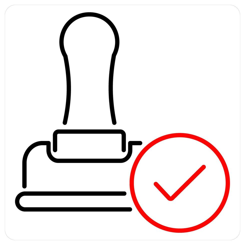 Stamp icon concept in red bold line color vector