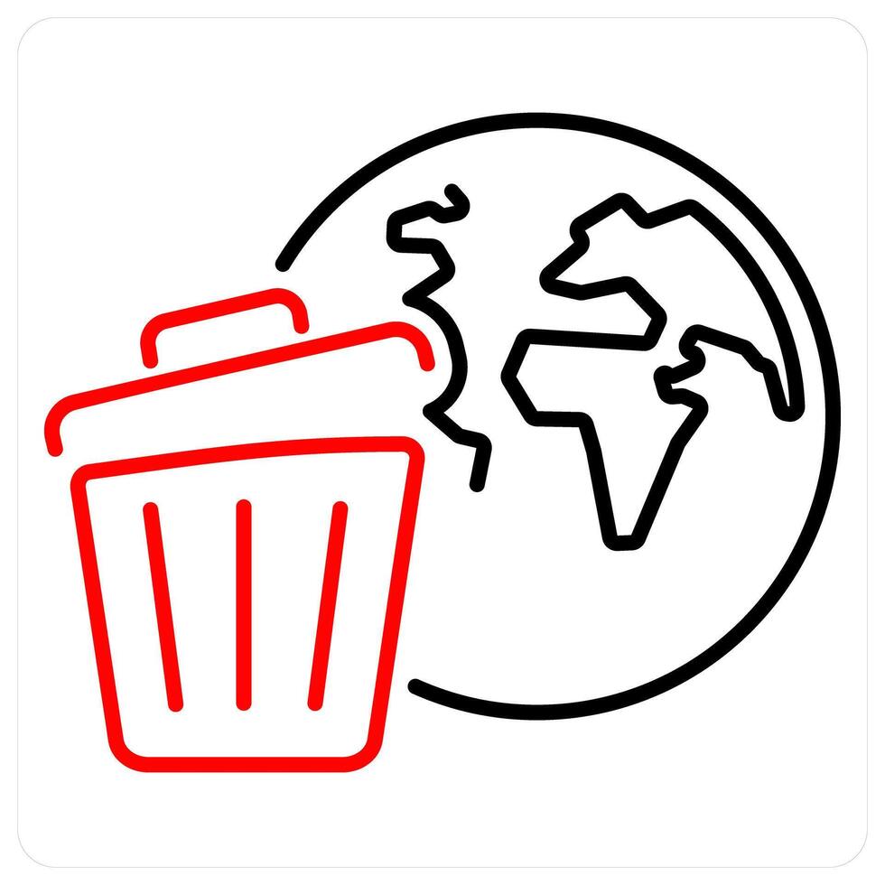 Earth Pollution icon concept in red bold line color vector