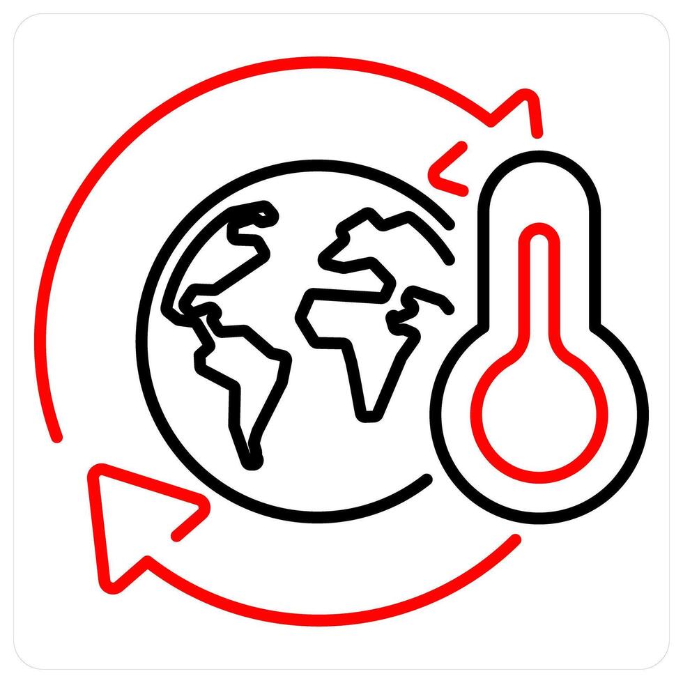 Climate Change icon concept in red bold line color vector