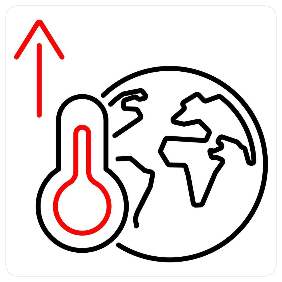 Temperature Increase icon concept in red bold line color vector
