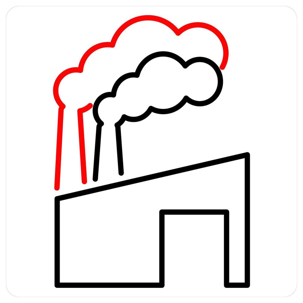 Air Pollution icon concept in red bold line color vector