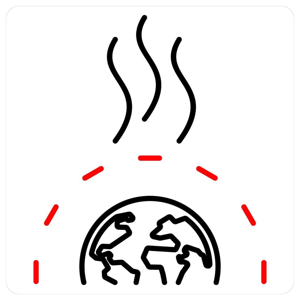 Greenhouse Effect icon concept in red bold line color vector